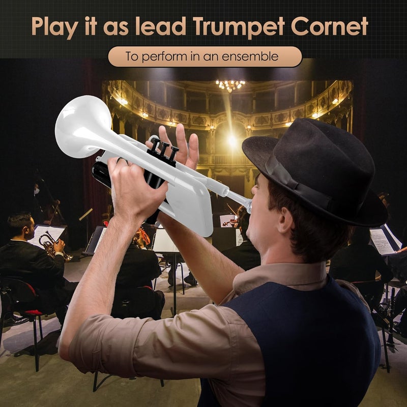PAMPET SEA LION Professional Plastic Bb Trumpet Set for Student Beginner (White) - Image 4